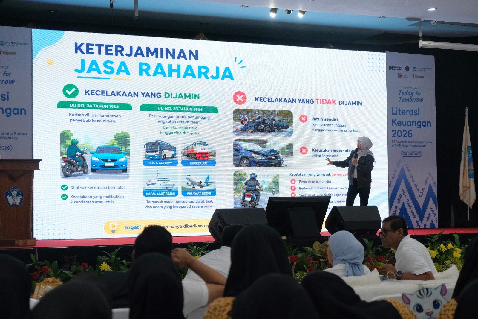 Kakanwil Jasa Raharja Hadiri Kolaborasi Literasi Keuangan Jasaraharja Putera dan OJK di SMKN 4 Makassar